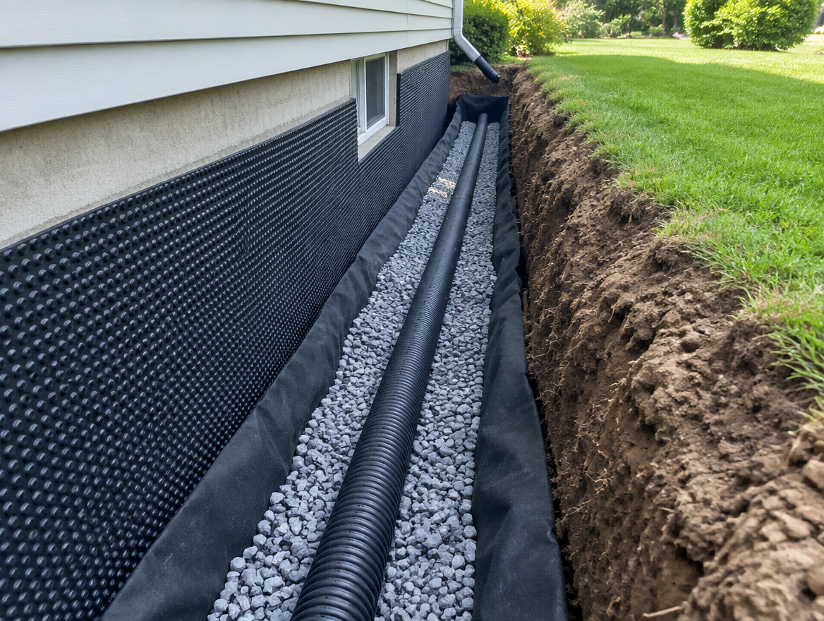Reference photo of a French drain installation
