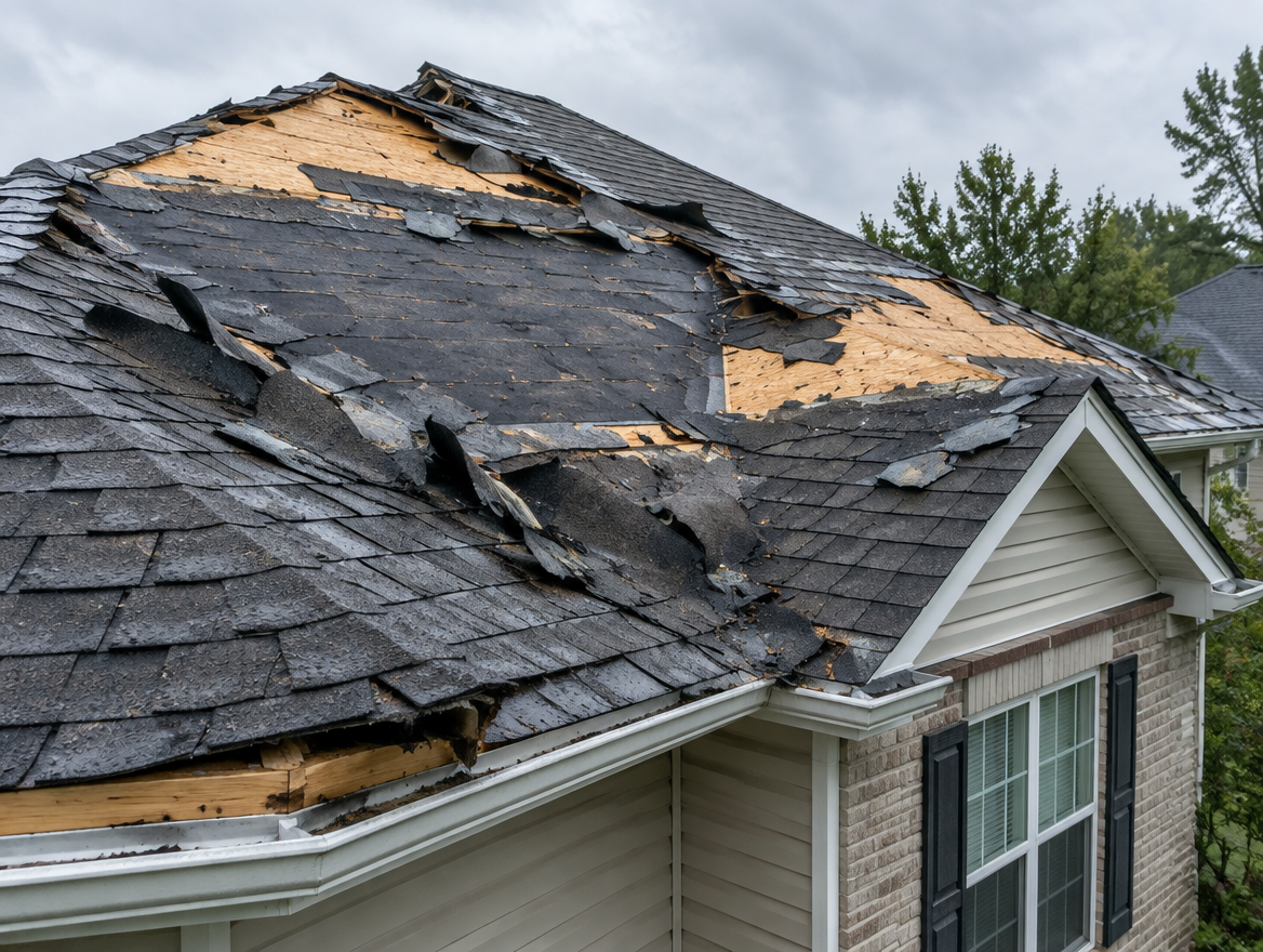 Reference photo of damaged roofing