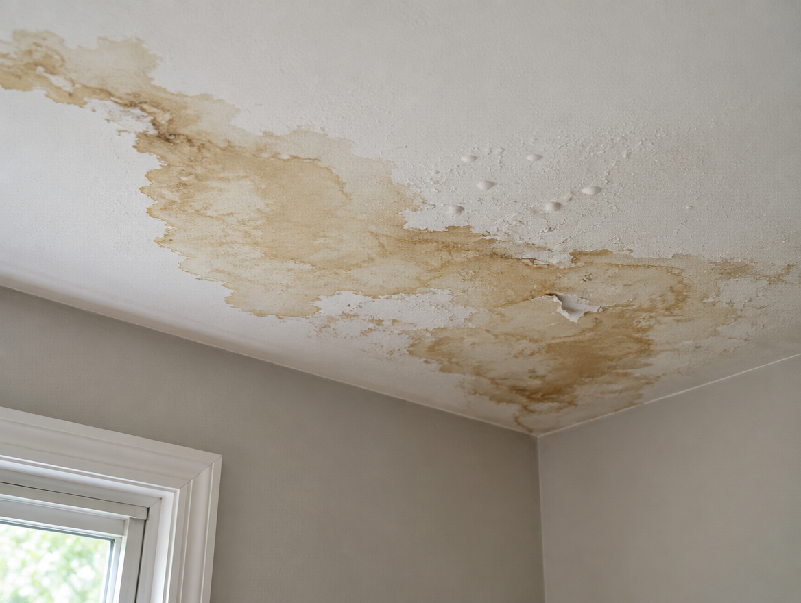 Reference photo of ceiling staining from water intrusion
