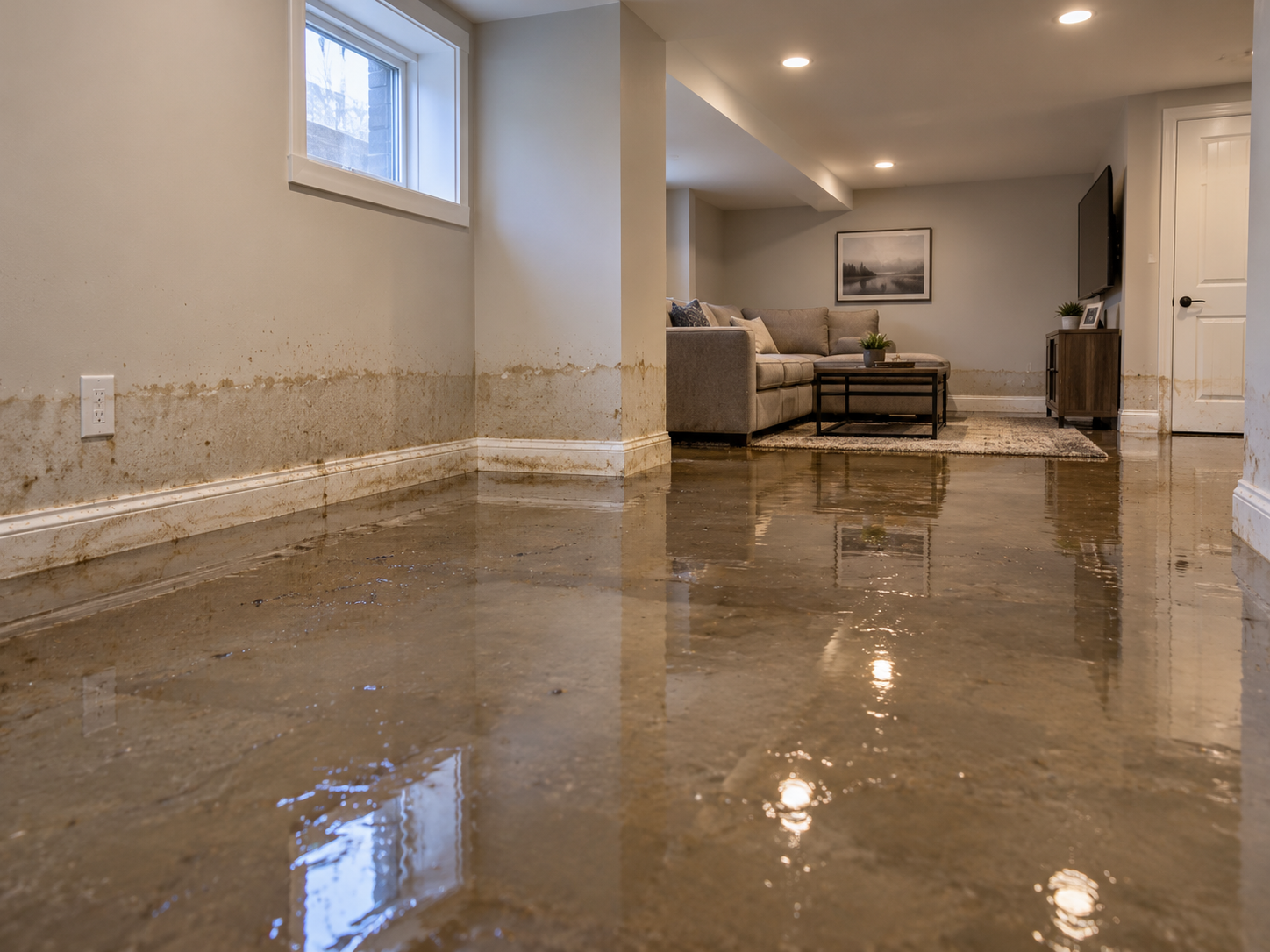 Reference photo of a basement with standing water